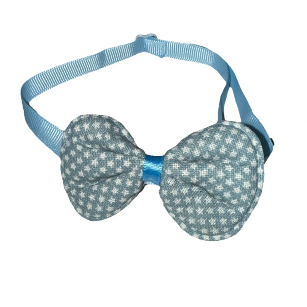 Pet Bow Tie Collar Blue/White Star Pattern OS Adjustable NEW